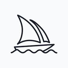 a line drawing of a sailboat in the ocean .