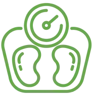 Green outline of a weight scale.