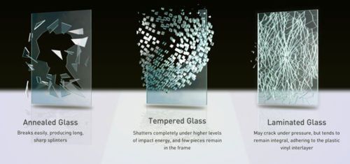 There are three different types of glass on a table.