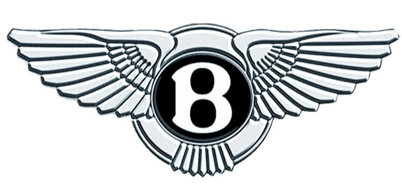 A bentley logo with wings on a white background.