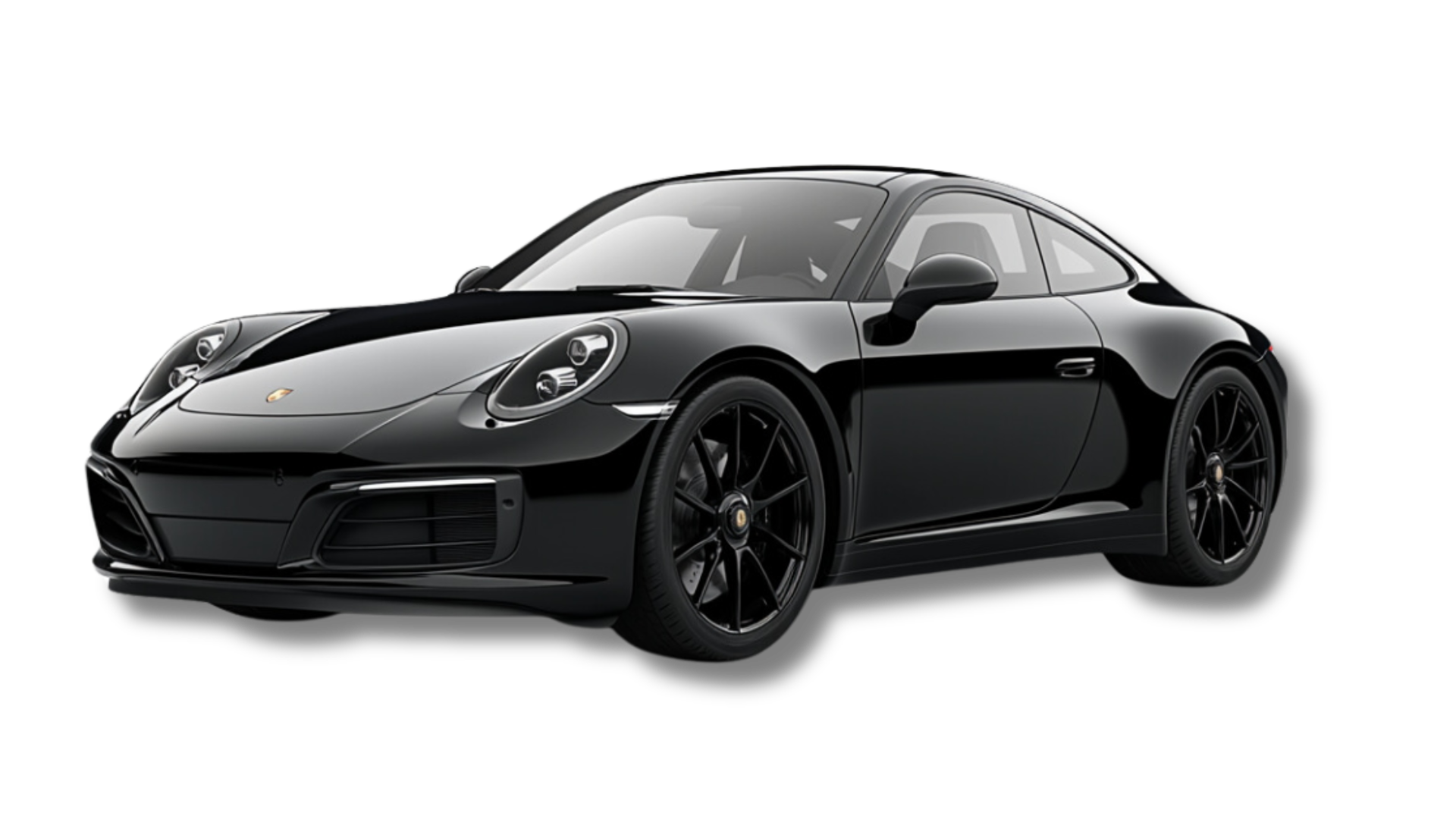 A black porsche 911 carrera gts is shown on a white background.