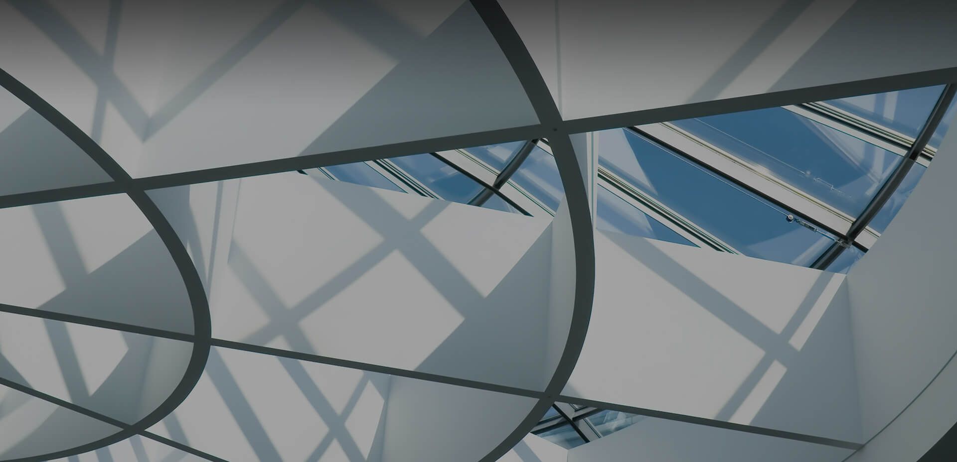 Looking up at a skylight in a building