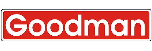 A red sign with the word goodman on it
