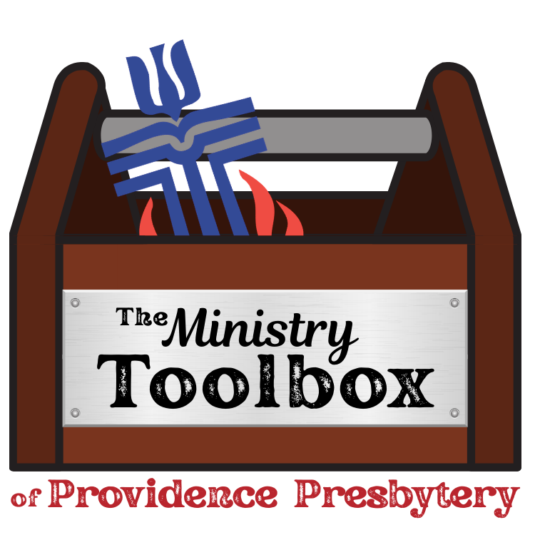 Brown toolbox with handle, logo for