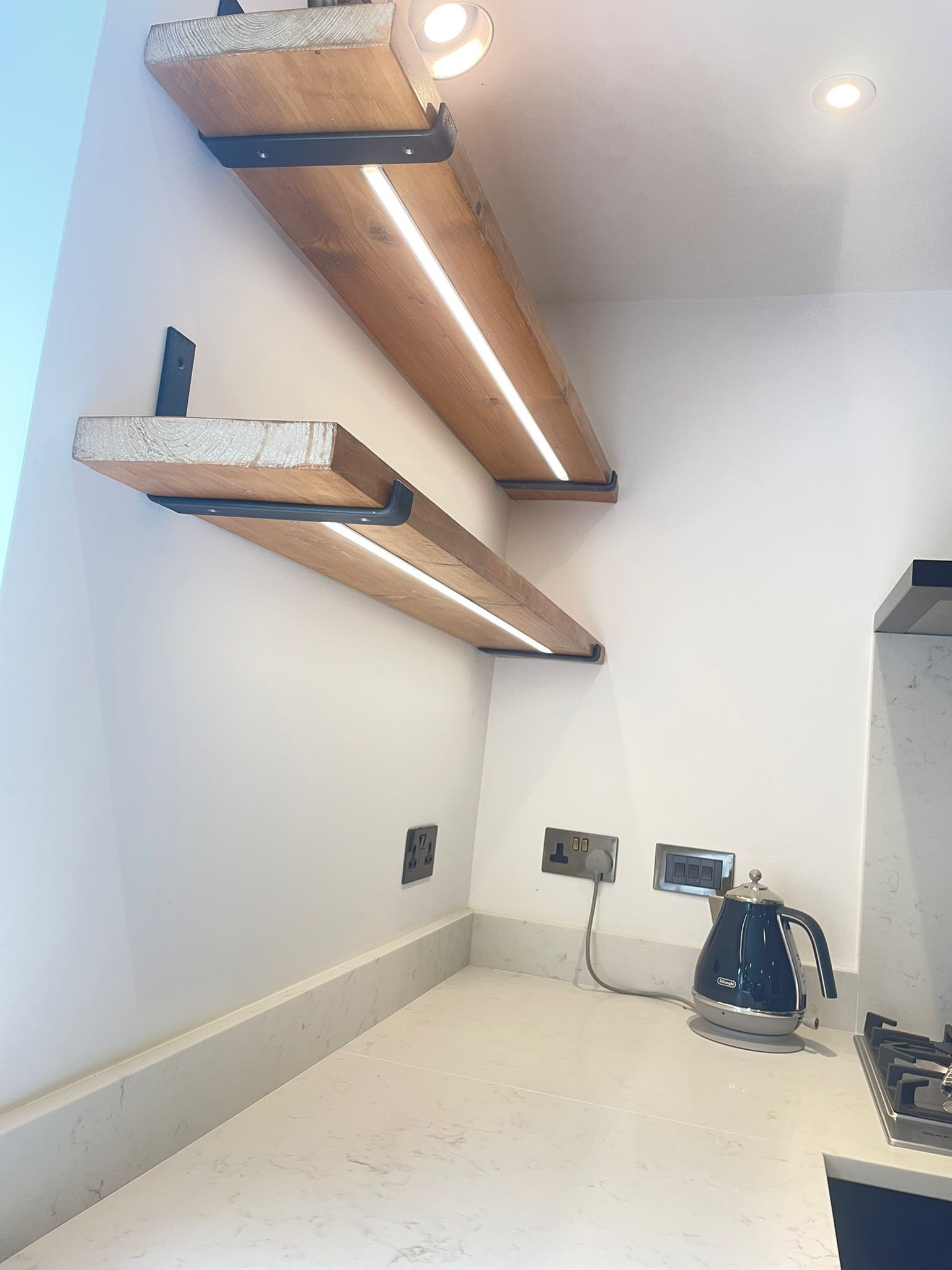 Under shelf lighting installed in a kitchen.