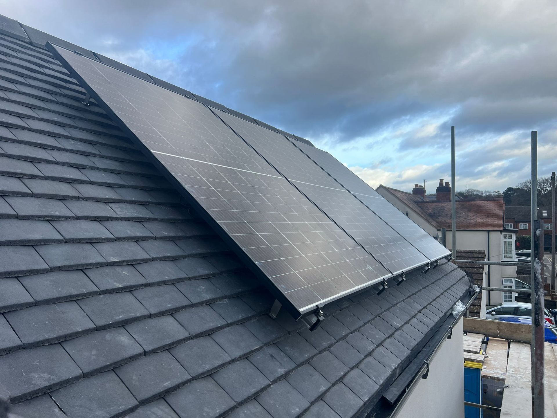 A domestic property with solar panels installed. 