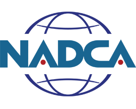A logo for nadca with a globe in the middle