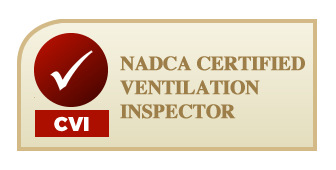 A logo for a nadca certified ventilation inspector