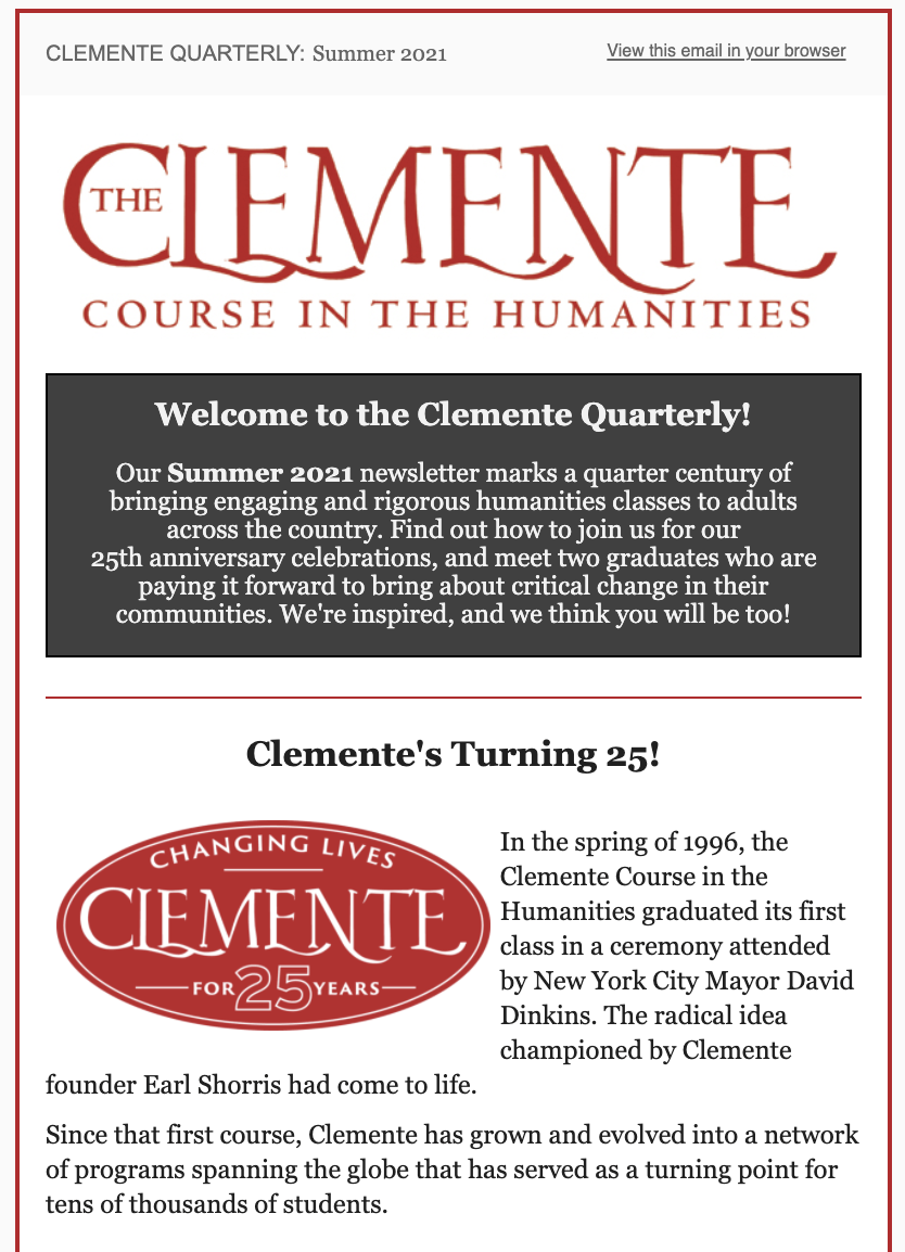 Summer 2021 Clemente Quarterly