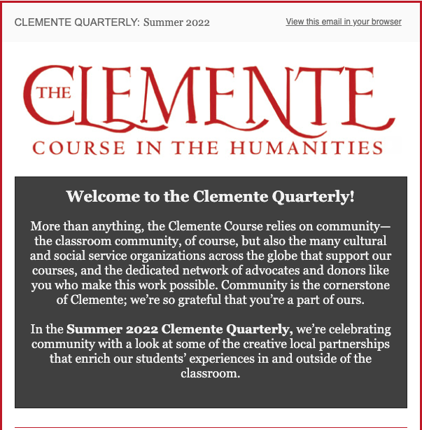 Summer 2022 Clemente Quarterly