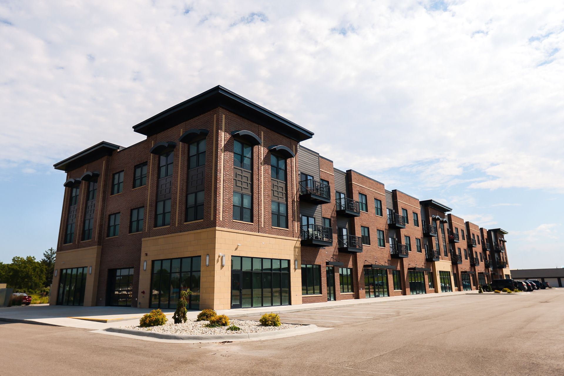 A large brick building with a lot of windows