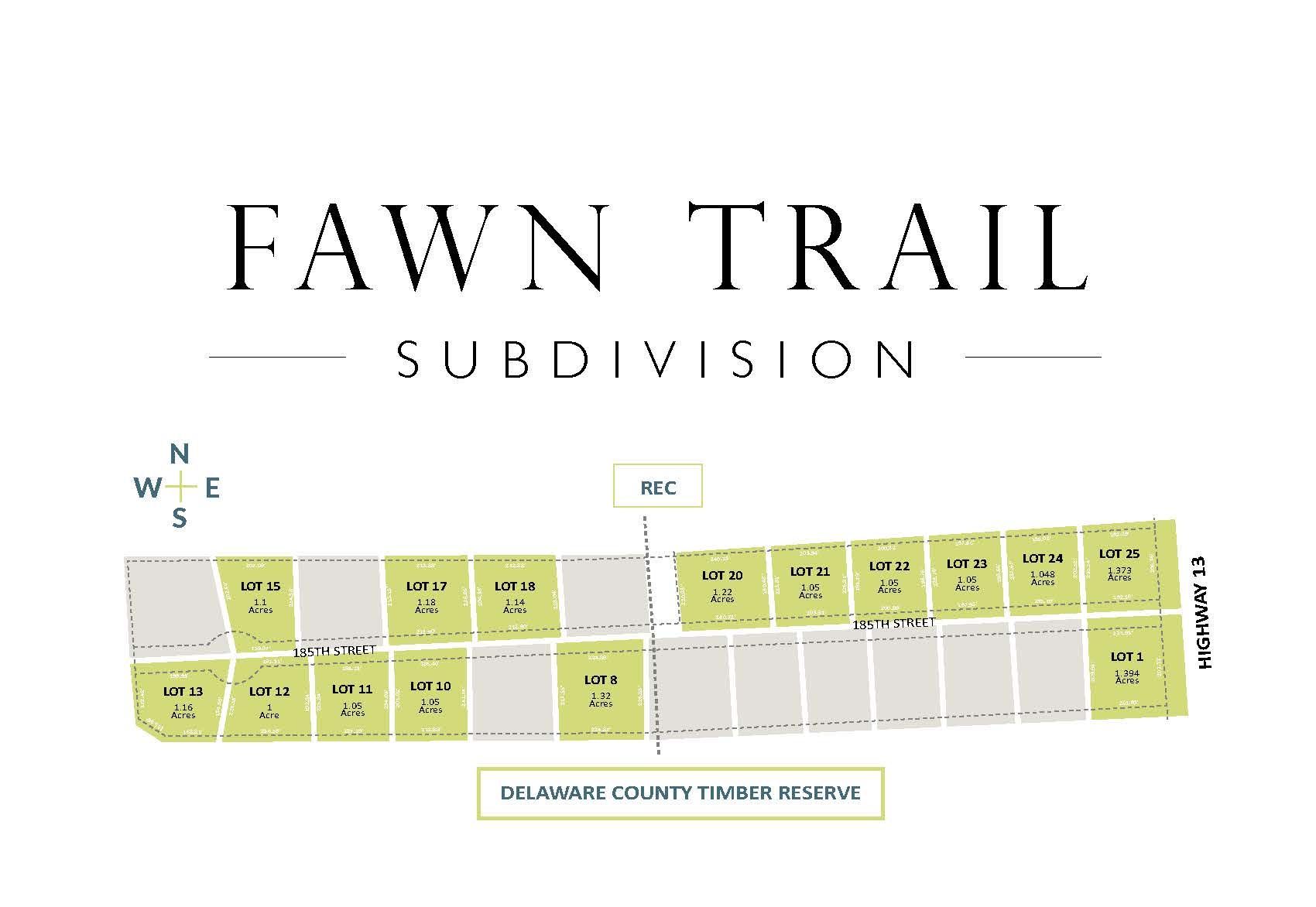 A map of a subdivision called fawn trail.