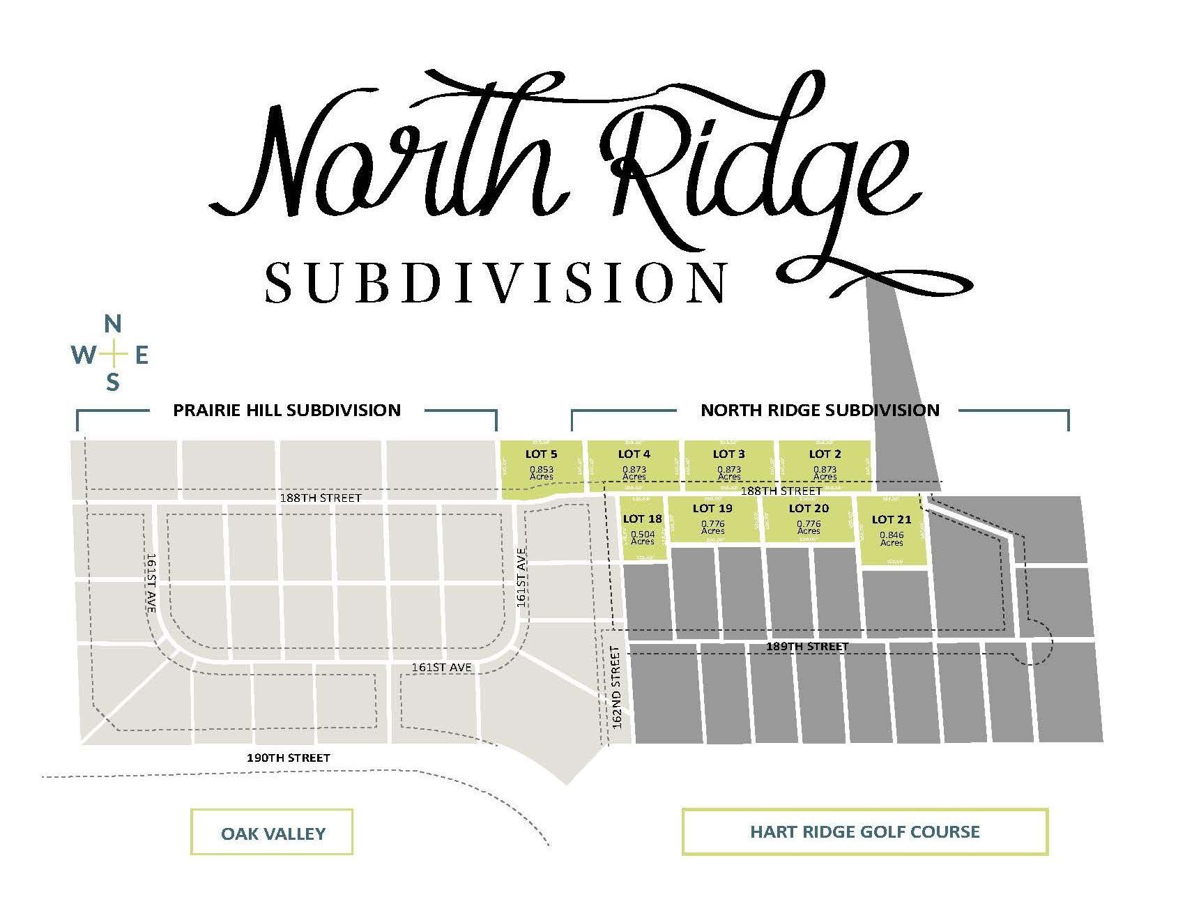 A map of north ridge subdivision is shown on a white background.