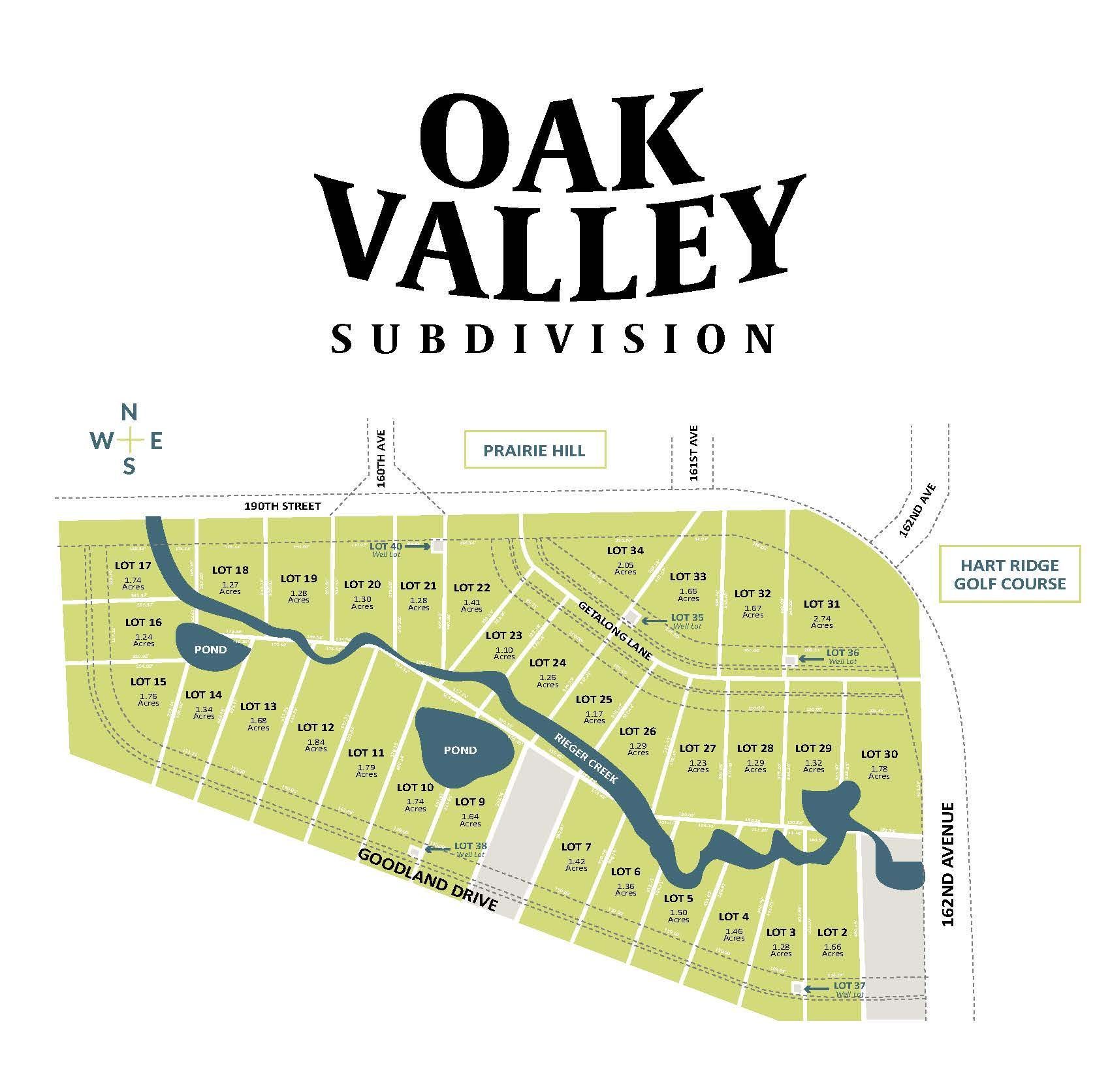 A map of the oak valley subdivision