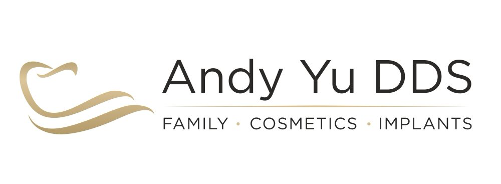 The logo for andy yu dds family cosmetics and implants.