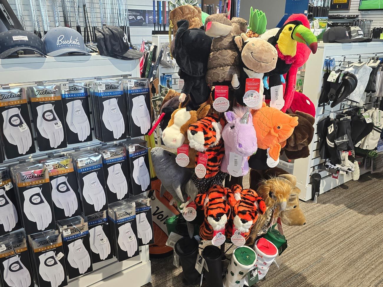 A store filled with lots of stuffed animals and gloves.