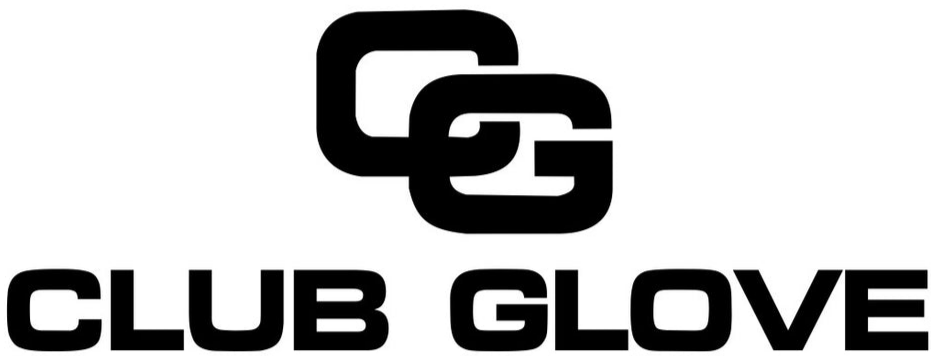 A black and white logo for club glove on a white background.