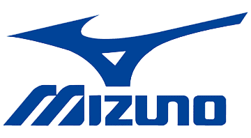 A blue mizuno logo on a white background