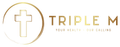 A logo featuring a gold cross inside a circular border, with the text 