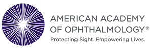 American Academy of Ophthalmology logo with a blue burst graphic and text. 