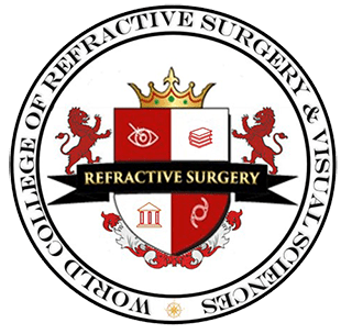 Emblem for World College of Refractive Surgery & Visual Sciences, featuring a crest with various medical and academic symbols.