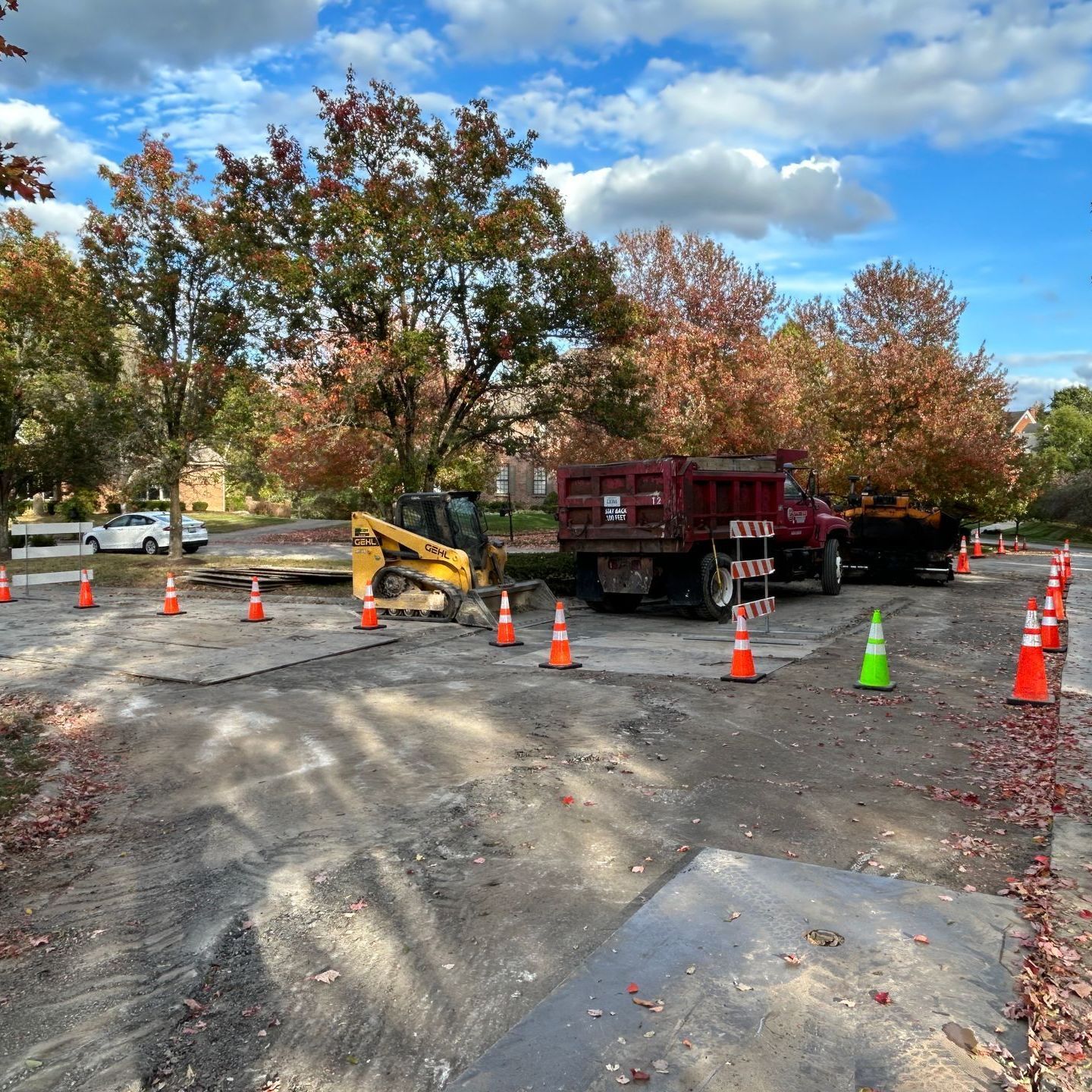 Nolan Construction reclaiming and restoring a previous main line break in Lexington, KY and pouring 6” of concrete.