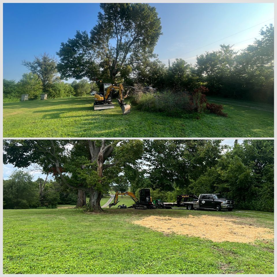 Nolan Construction clearing downed limbs and regrading for a customer that had purchased a new farm lot in Danville, KY.