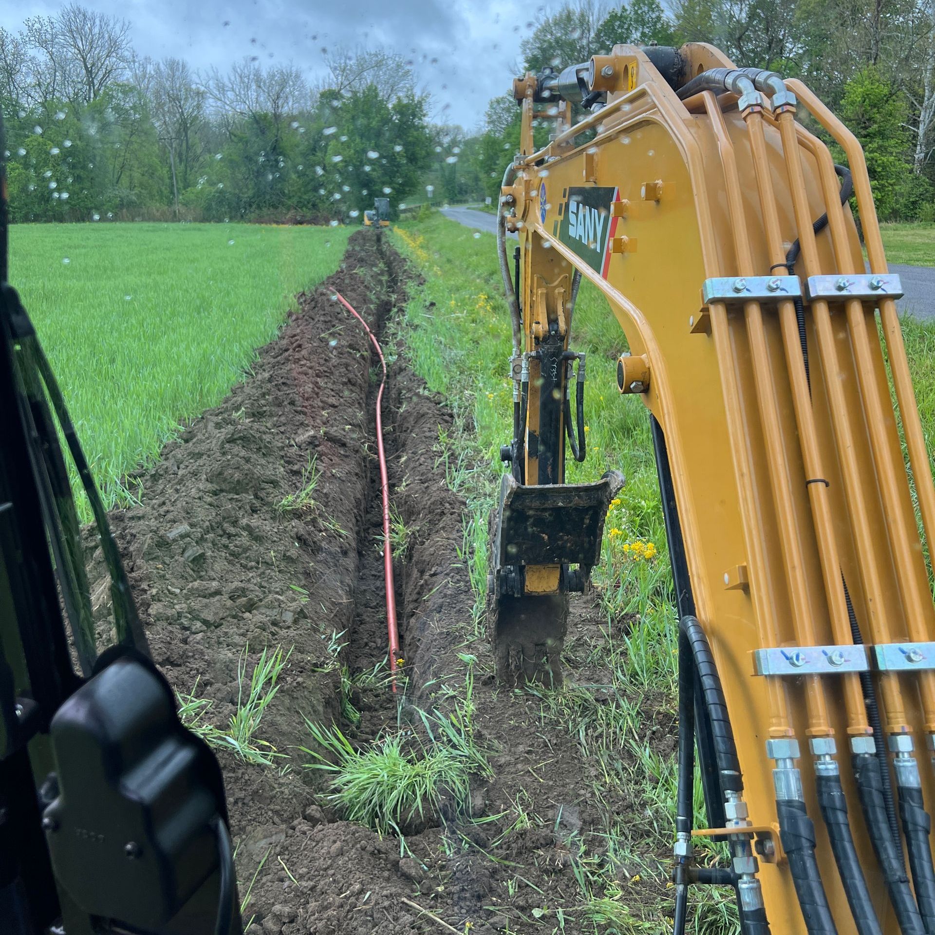 Nolan Construction trenching over 2000' for new Internet line in Hustonville, KY.
