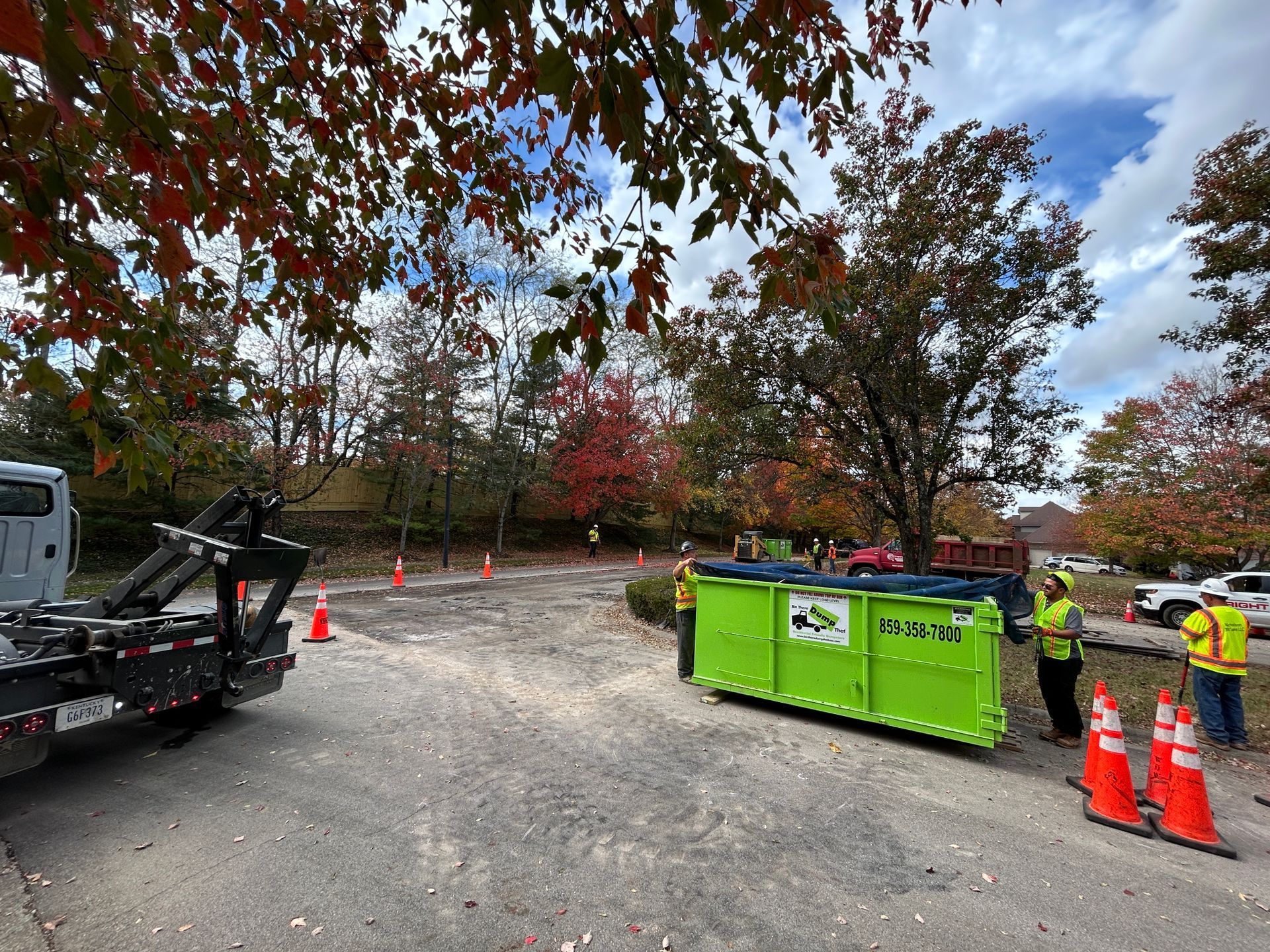 Nolan Construction removing old asphalt in preparation for new top coat of asphalt in Lexington, KY.