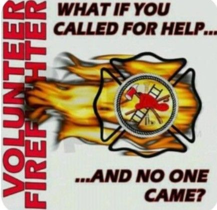 Volunteer firefighter recruitment poster with text asking,