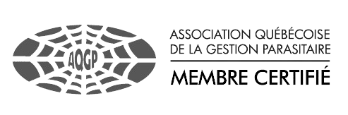 A black and white logo for association quebecoise de la gestion parasitaire