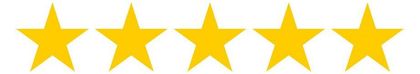 Five yellow stars in a row, indicating a rating of 5 out of 5.