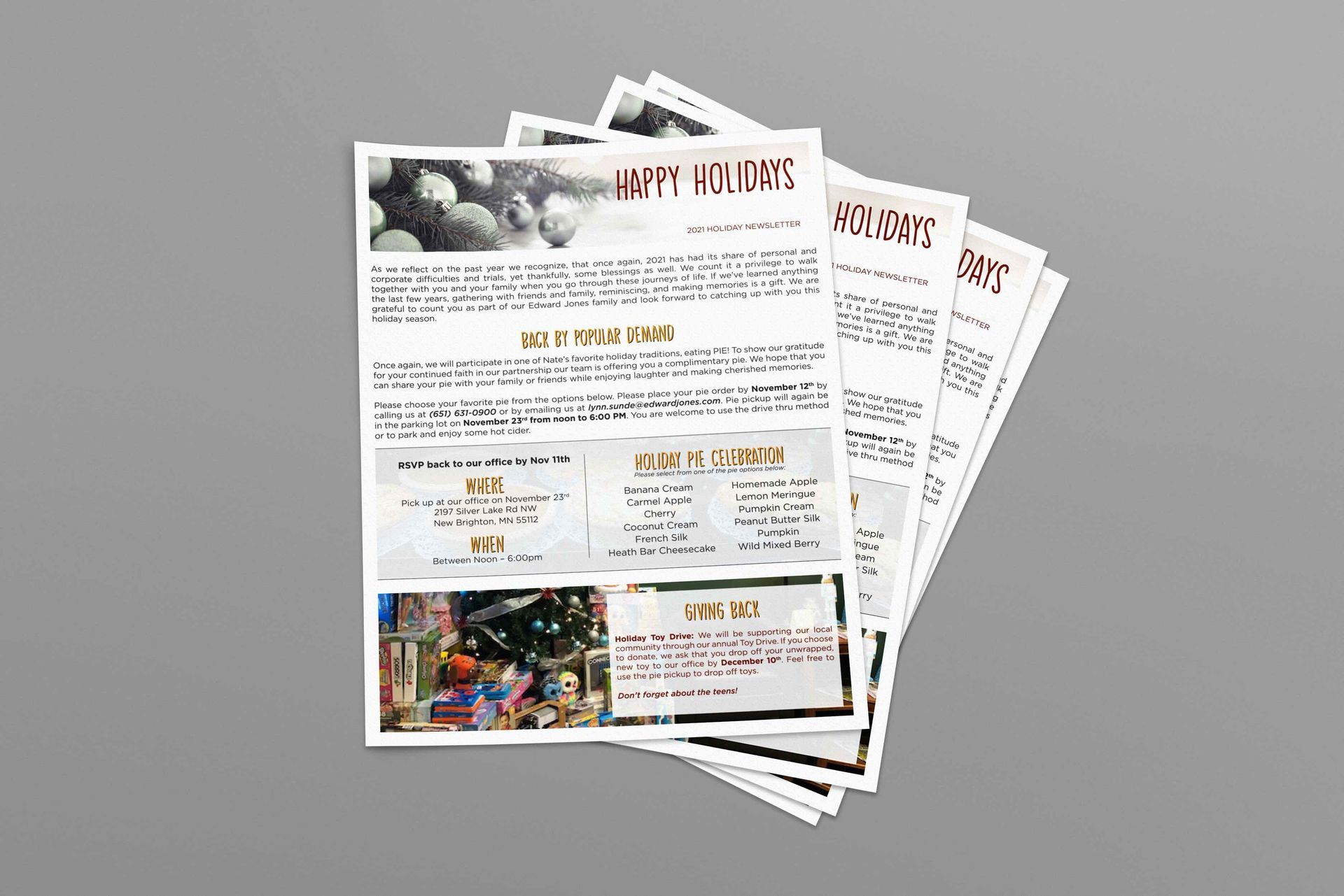 A stack of Edward Jones newsletters.