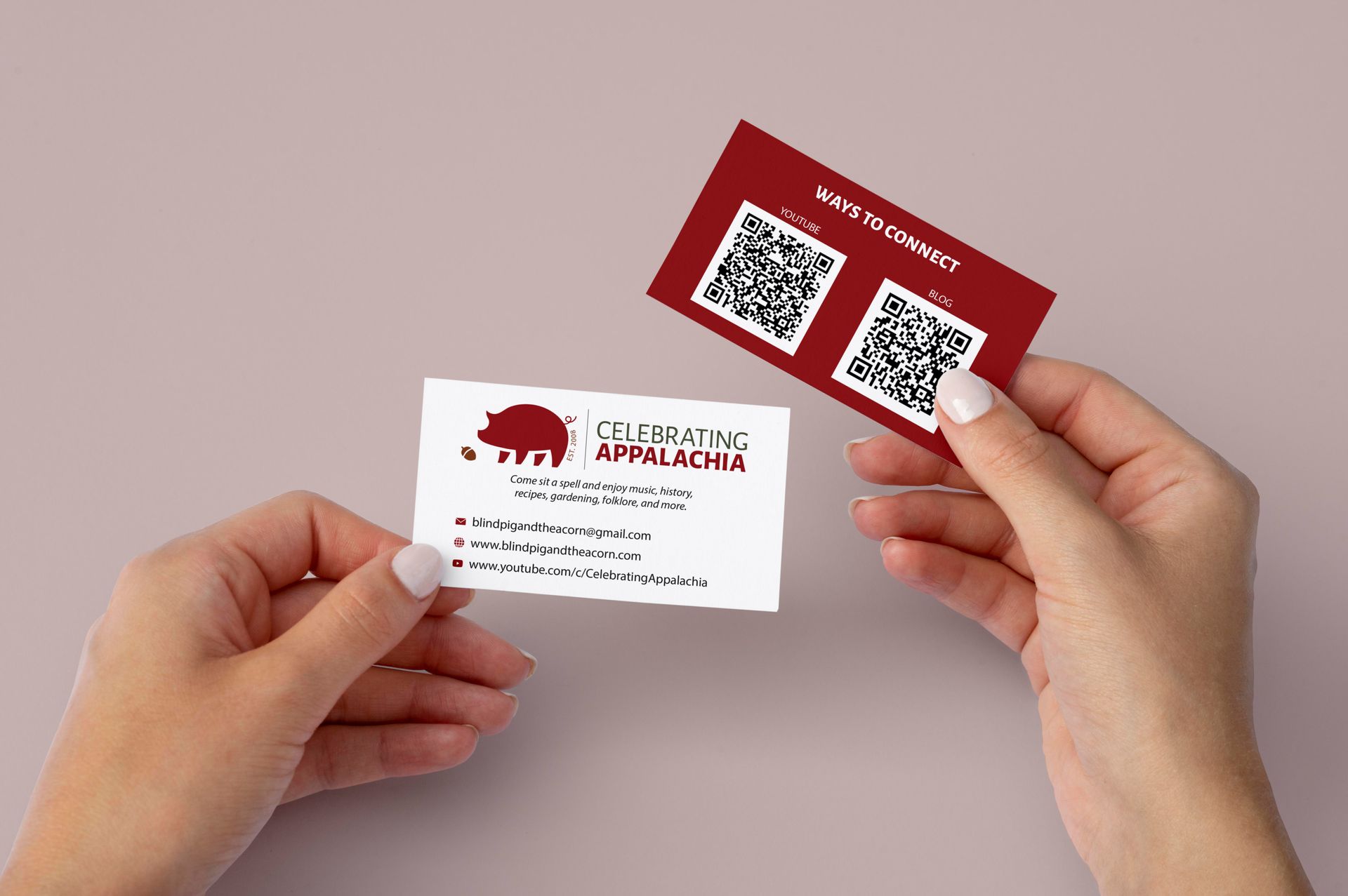 Business cards for Celebrating Appalachia.