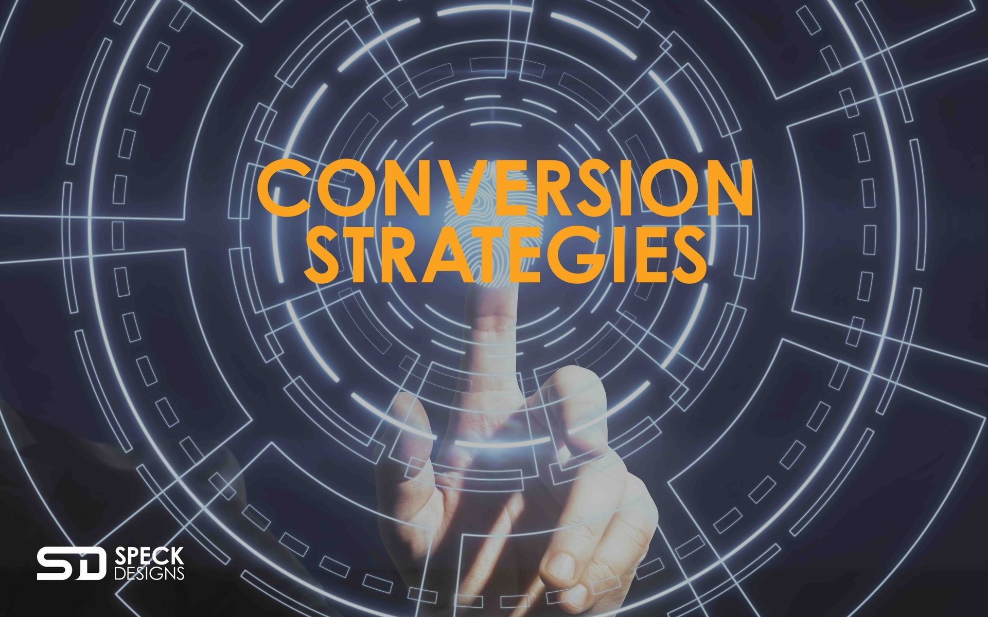 a person is pressing a button that says conversion strategies