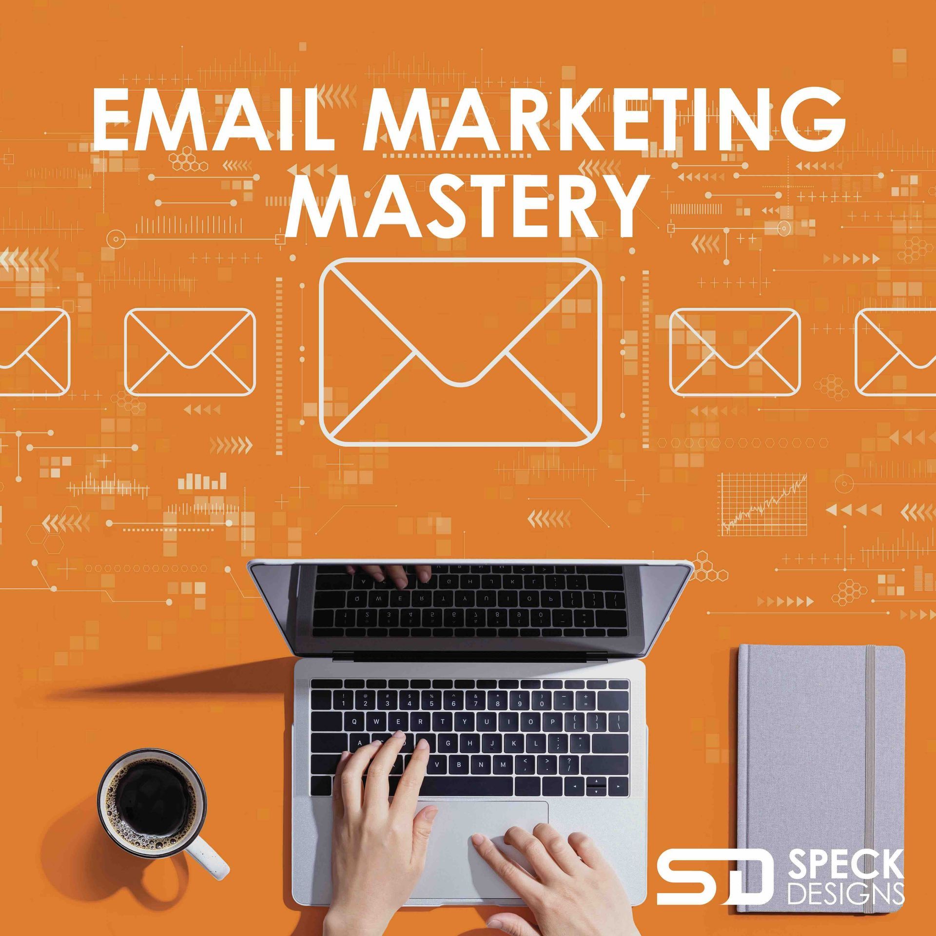 a person is typing on a laptop with the words email marketing mastery above them
