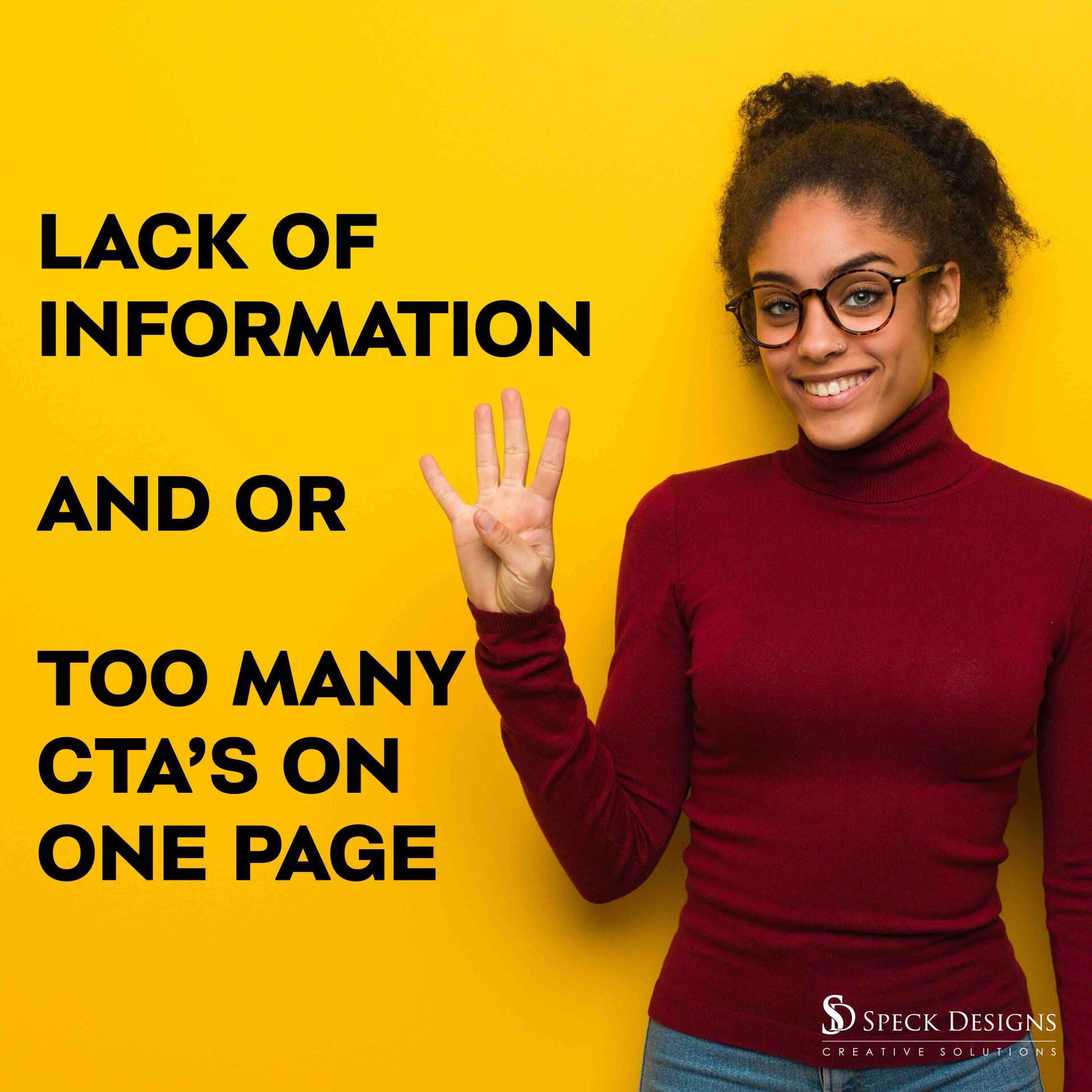 A woman wearing glasses and a red turtleneck is waving her hand in front of a yellow background ..