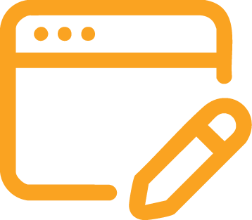 icon of a computer screen and a pen
