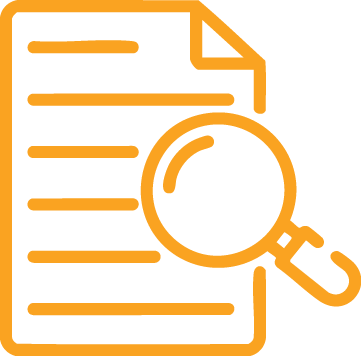 a magnifying glass looking at a piece of paper.