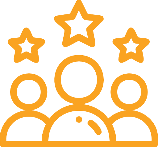 An icon of three people with stars above them.