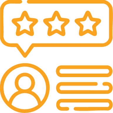 Three stars are above a online profile.