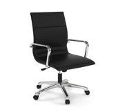 Black office chair with chrome arms and base.