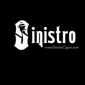 A black and white logo for sinistro cigars
