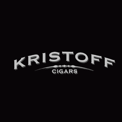 The logo for kristoff cigars is on a black background.