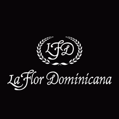 A black and white logo for la flor dominicana