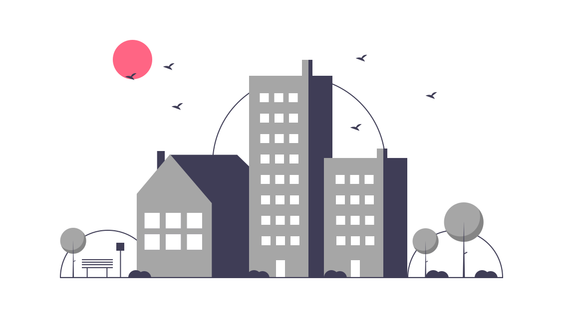 group of houses illustration