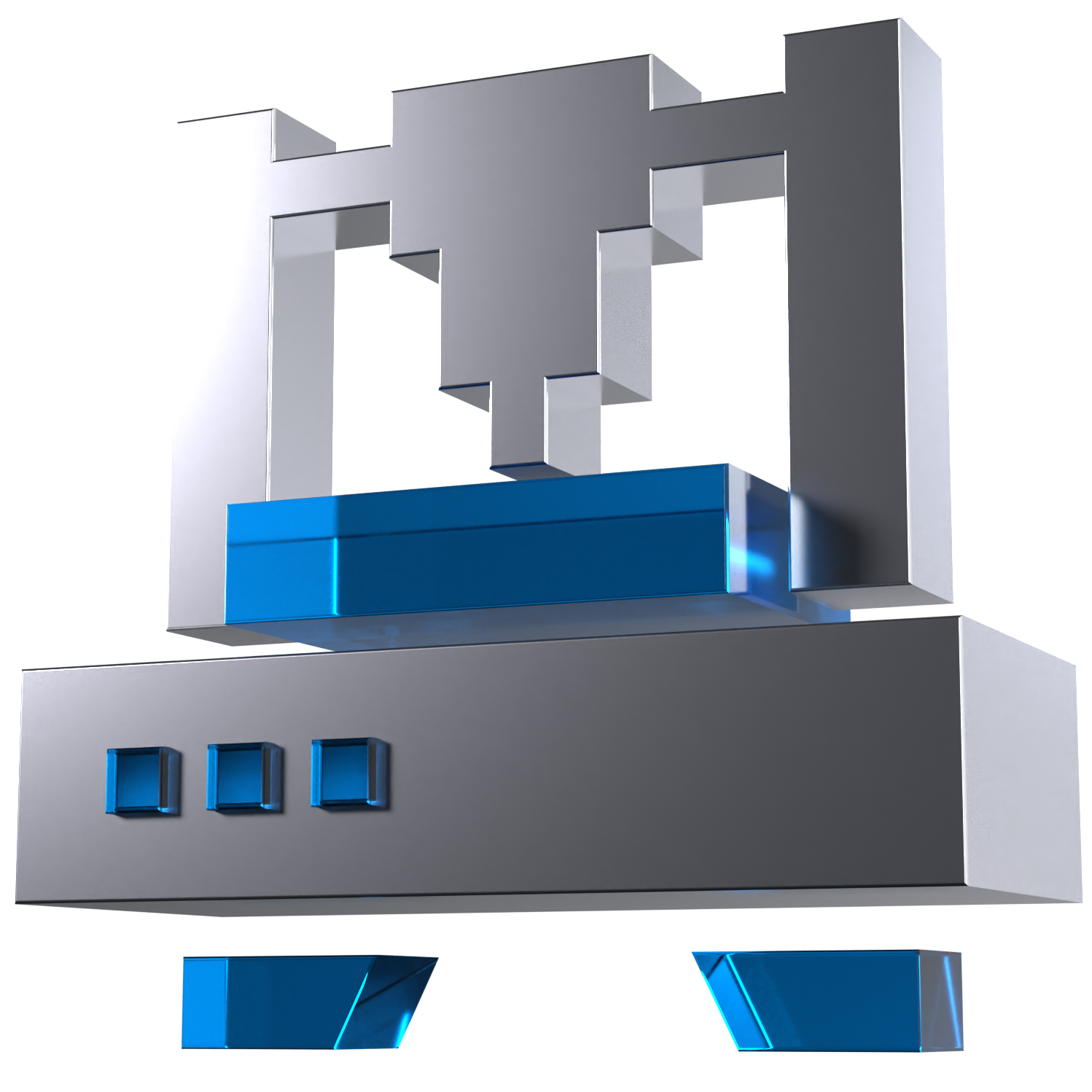 A 3d rendering of a cube with the letter t on it