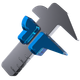 A hammer with a ruler attached to it on a white background