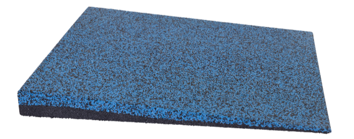 A blue rubber mat is sitting on a white surface.