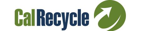 A logo for cal recycle with a green arrow pointing up.